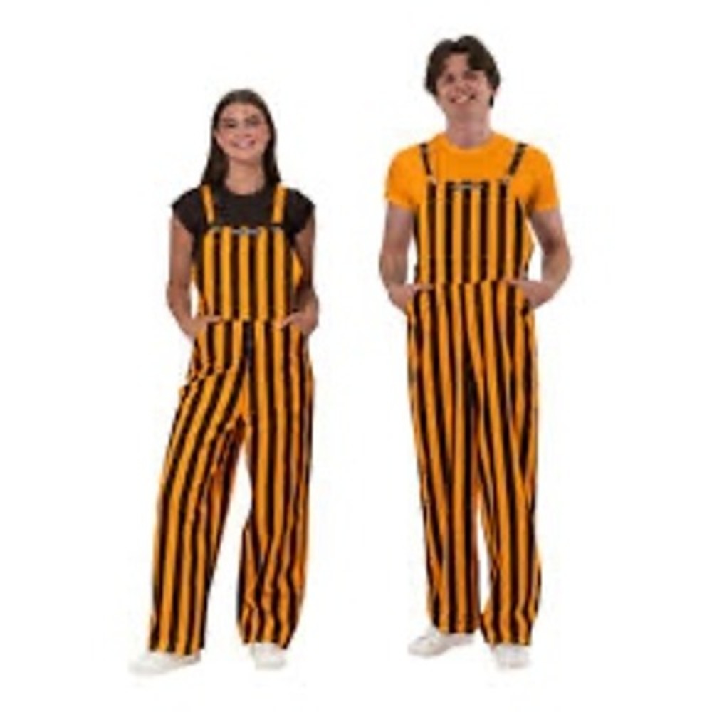 Game Bibs Yellow Brown Striped Overalls Mens Large Fan Gear Game Day Gameday